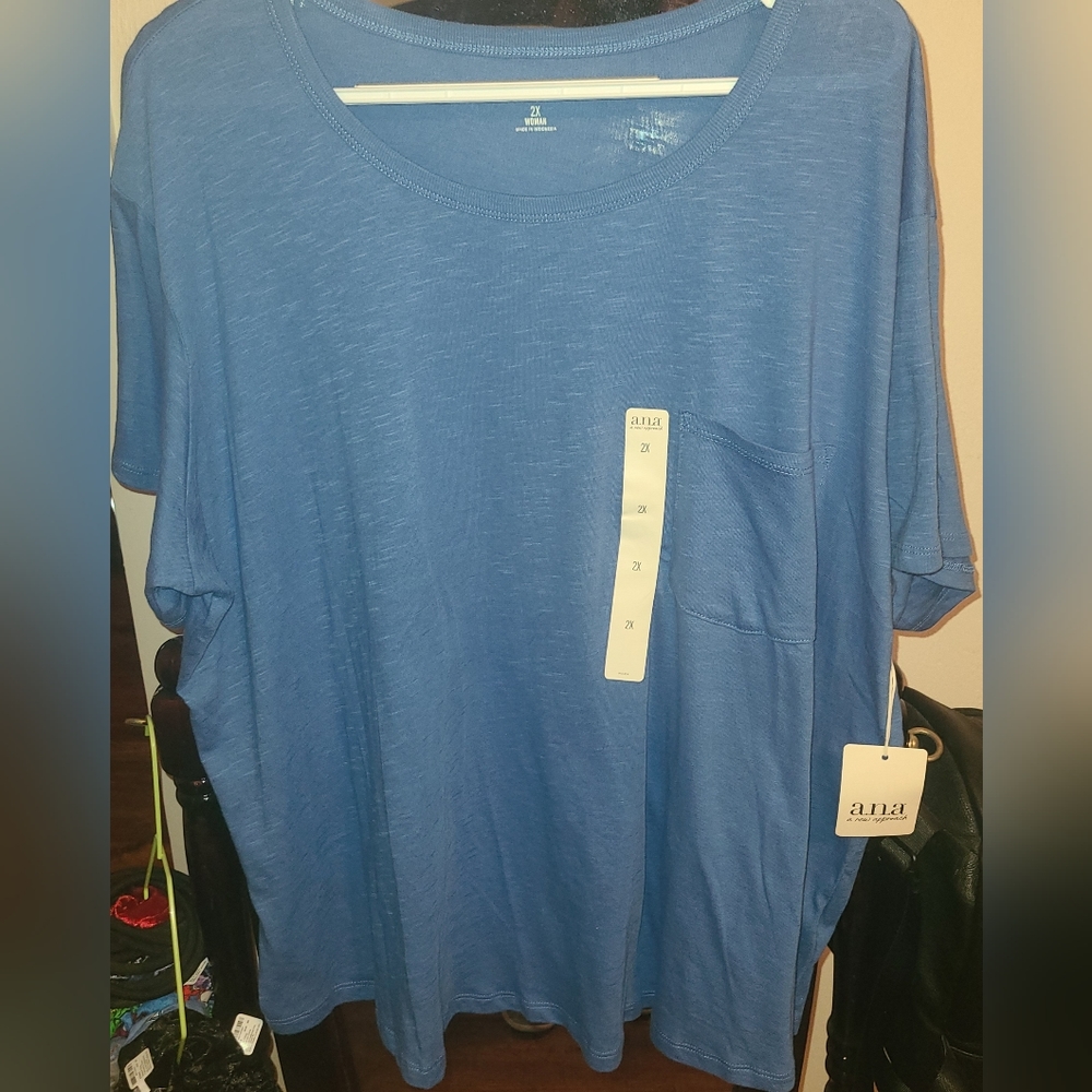a.n.a Womens Plus Round Neck Short Sleeve T-Shirt